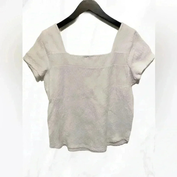 Lucky Brand cream  crop casual crochet prairie short sleeve crop top S - Picture 2 of 5